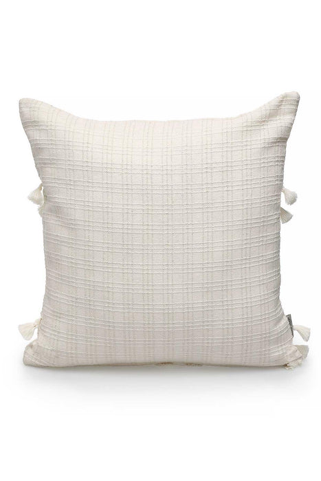 Linen Throw Pillow Cover with Plenty of Handmade Tassels, Nicely-Designed Decorative 18x18 Inches Pillow Cover for Modern Homes,K-200