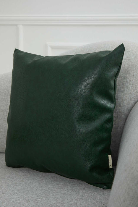 Boho Leather Solid Throw Pillow Cover, 18x18 Plain Handmade Cushion Cover for Cozy Homes, Modern Housewarming Gift for Friends,K-103