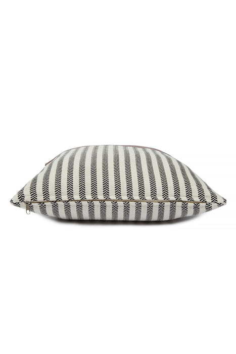 Boho Throw Pillow Cover with Striped-Pattern and Leather, 18x18 Inches High Quality Decorative Pillow Cover for Elegant Home Decors,K-154