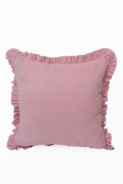 Decorative Throw Pillow Cover with Frilled Edges, 18x18 Inches Modern Design Cushion Cover for Cozy Homes, Solid Modern Pillow Cover,K-107 Pink