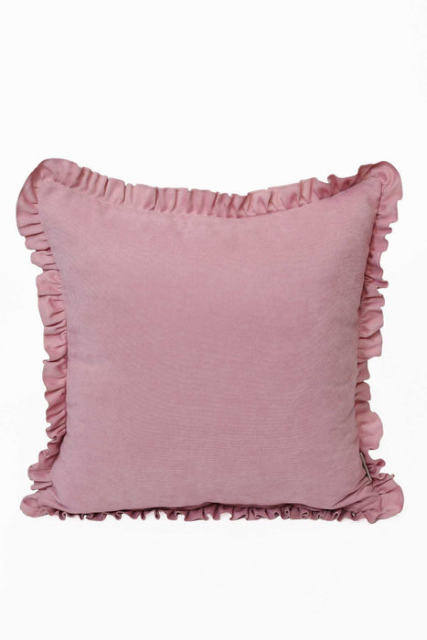 Decorative Throw Pillow Cover with Frilled Edges, 18x18 Inches Modern Design Cushion Cover for Cozy Homes, Solid Modern Pillow Cover,K-107 Pink