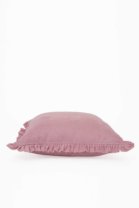 Decorative Throw Pillow Cover with Frilled Edges, 18x18 Inches Modern Design Cushion Cover for Cozy Homes, Solid Modern Pillow Cover,K-107 Pink