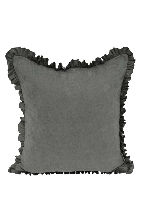 Decorative Throw Pillow Cover with Frilled Edges, 18x18 Inches Modern Design Cushion Cover for Cozy Homes, Solid Modern Pillow Cover,K-107 Green Almond