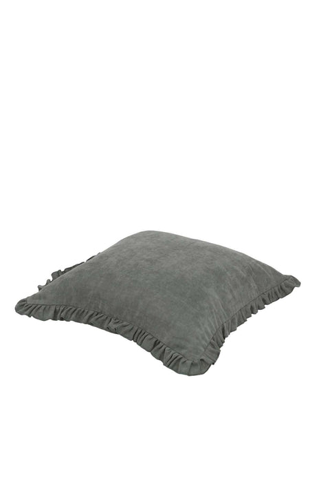Decorative Throw Pillow Cover with Frilled Edges, 18x18 Inches Modern Design Cushion Cover for Cozy Homes, Solid Modern Pillow Cover,K-107 Green Almond