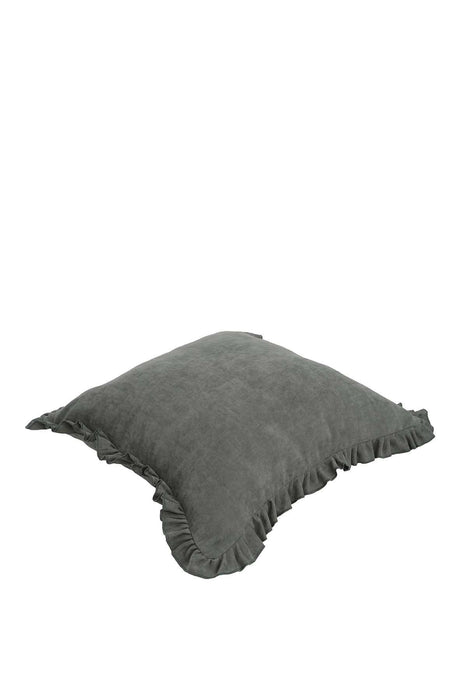 Decorative Throw Pillow Cover with Frilled Edges, 18x18 Inches Modern Design Cushion Cover for Cozy Homes, Solid Modern Pillow Cover,K-107 Green Almond