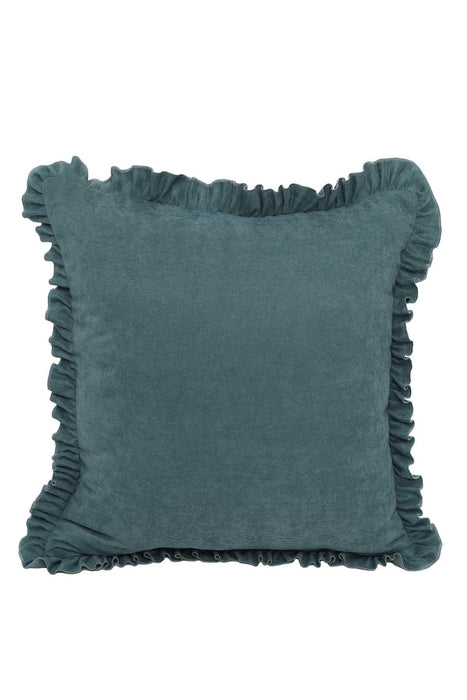 Decorative Throw Pillow Cover with Frilled Edges, 18x18 Inches Modern Design Cushion Cover for Cozy Homes, Solid Modern Pillow Cover,K-107 Petrol Green