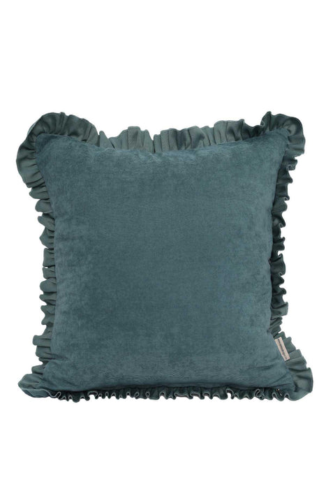 Decorative Throw Pillow Cover with Frilled Edges, 18x18 Inches Modern Design Cushion Cover for Cozy Homes, Solid Modern Pillow Cover,K-107 Petrol Green