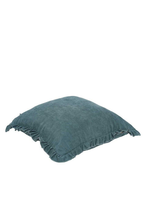 Decorative Throw Pillow Cover with Frilled Edges, 18x18 Inches Modern Design Cushion Cover for Cozy Homes, Solid Modern Pillow Cover,K-107 Petrol Green