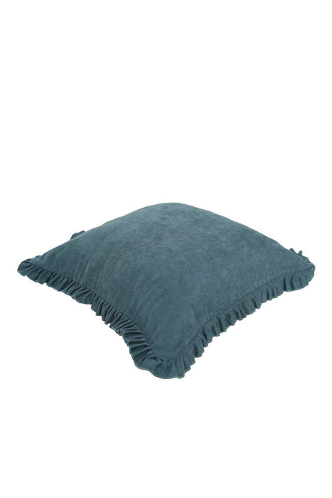 Decorative Throw Pillow Cover with Frilled Edges, 18x18 Inches Modern Design Cushion Cover for Cozy Homes, Solid Modern Pillow Cover,K-107 Petrol Green