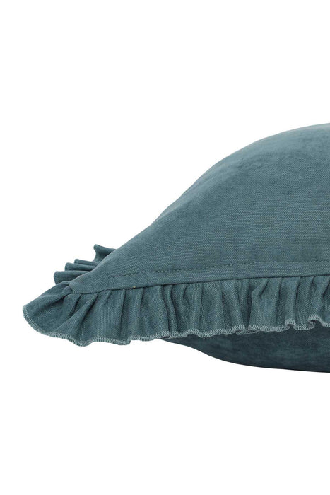 Decorative Throw Pillow Cover with Frilled Edges, 18x18 Inches Modern Design Cushion Cover for Cozy Homes, Solid Modern Pillow Cover,K-107 Petrol Green