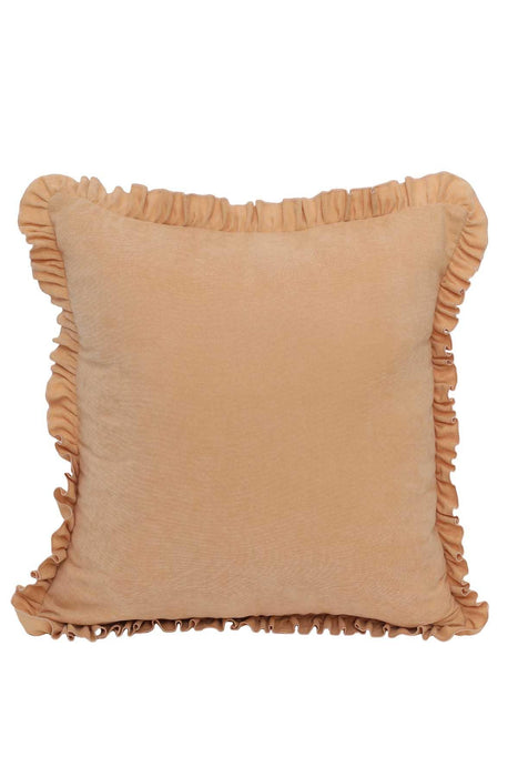 Decorative Throw Pillow Cover with Frilled Edges, 18x18 Inches Modern Design Cushion Cover for Cozy Homes, Solid Modern Pillow Cover,K-107 Beige