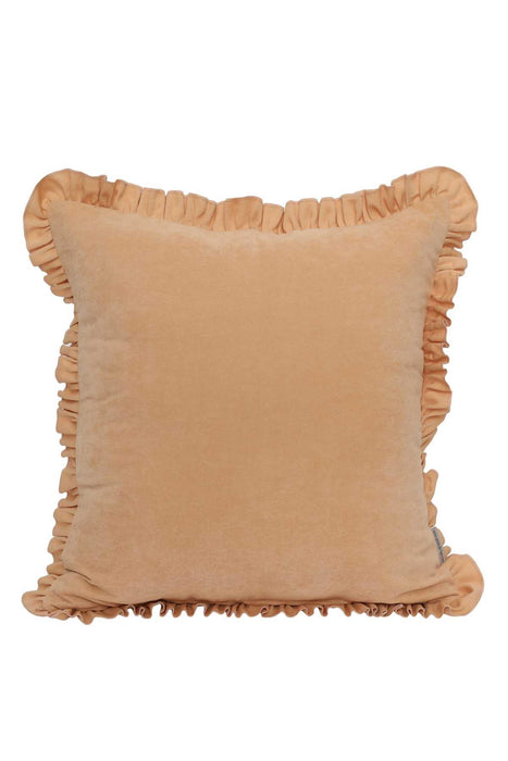 Decorative Throw Pillow Cover with Frilled Edges, 18x18 Inches Modern Design Cushion Cover for Cozy Homes, Solid Modern Pillow Cover,K-107 Beige