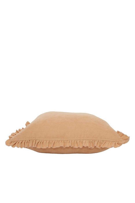 Decorative Throw Pillow Cover with Frilled Edges, 18x18 Inches Modern Design Cushion Cover for Cozy Homes, Solid Modern Pillow Cover,K-107 Beige