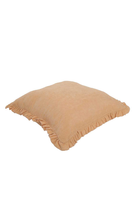 Decorative Throw Pillow Cover with Frilled Edges, 18x18 Inches Modern Design Cushion Cover for Cozy Homes, Solid Modern Pillow Cover,K-107 Beige