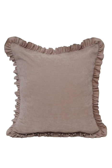 Decorative Throw Pillow Cover with Frilled Edges, 18x18 Inches Modern Design Cushion Cover for Cozy Homes, Solid Modern Pillow Cover,K-107 Beige