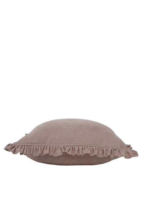 Decorative Throw Pillow Cover with Frilled Edges, 18x18 Inches Modern Design Cushion Cover for Cozy Homes, Solid Modern Pillow Cover,K-107 Beige
