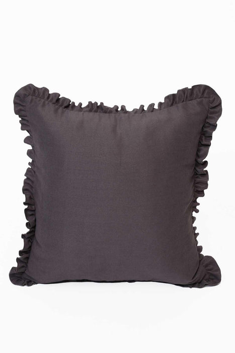 Decorative Throw Pillow Cover with Frilled Edges, 18x18 Inches Modern Design Cushion Cover for Cozy Homes, Solid Modern Pillow Cover,K-107 Grey