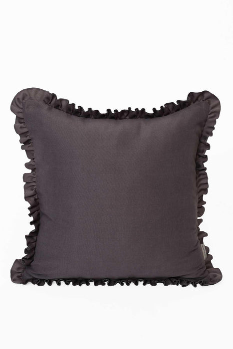 Decorative Throw Pillow Cover with Frilled Edges, 18x18 Inches Modern Design Cushion Cover for Cozy Homes, Solid Modern Pillow Cover,K-107 Grey