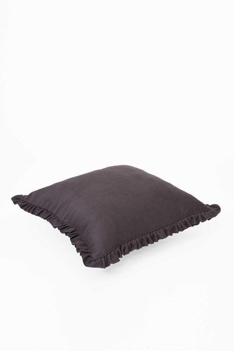 Decorative Throw Pillow Cover with Frilled Edges, 18x18 Inches Modern Design Cushion Cover for Cozy Homes, Solid Modern Pillow Cover,K-107 Grey
