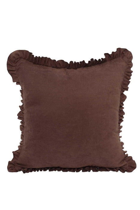 Decorative Throw Pillow Cover with Frilled Edges, 18x18 Inches Modern Design Cushion Cover for Cozy Homes, Solid Modern Pillow Cover,K-107 Grey