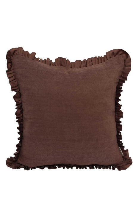 Decorative Throw Pillow Cover with Frilled Edges, 18x18 Inches Modern Design Cushion Cover for Cozy Homes, Solid Modern Pillow Cover,K-107 Grey