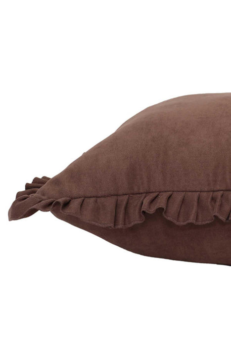Decorative Throw Pillow Cover with Frilled Edges, 18x18 Inches Modern Design Cushion Cover for Cozy Homes, Solid Modern Pillow Cover,K-107 Grey
