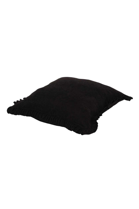 Decorative Throw Pillow Cover with Frilled Edges, 18x18 Inches Modern Design Cushion Cover for Cozy Homes, Solid Modern Pillow Cover,K-107 Black