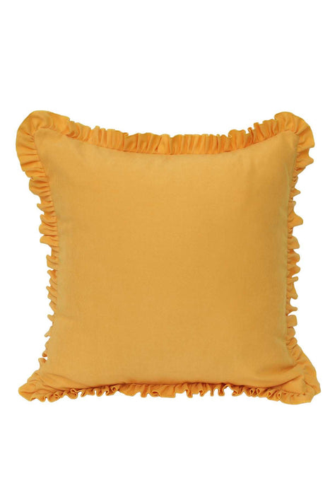 Decorative Throw Pillow Cover with Frilled Edges, 18x18 Inches Modern Design Cushion Cover for Cozy Homes, Solid Modern Pillow Cover,K-107 Yellow