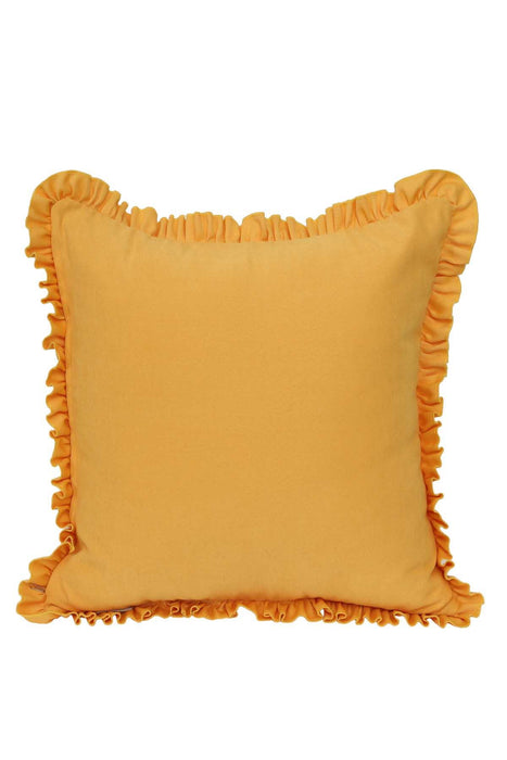 Decorative Throw Pillow Cover with Frilled Edges, 18x18 Inches Modern Design Cushion Cover for Cozy Homes, Solid Modern Pillow Cover,K-107 Yellow