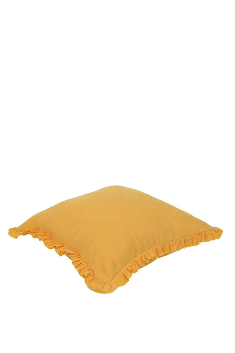 Decorative Throw Pillow Cover with Frilled Edges, 18x18 Inches Modern Design Cushion Cover for Cozy Homes, Solid Modern Pillow Cover,K-107 Yellow