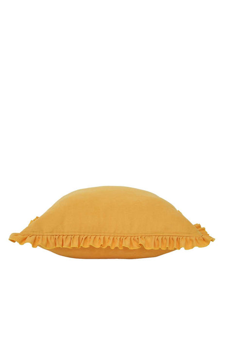 Decorative Throw Pillow Cover with Frilled Edges, 18x18 Inches Modern Design Cushion Cover for Cozy Homes, Solid Modern Pillow Cover,K-107 Yellow