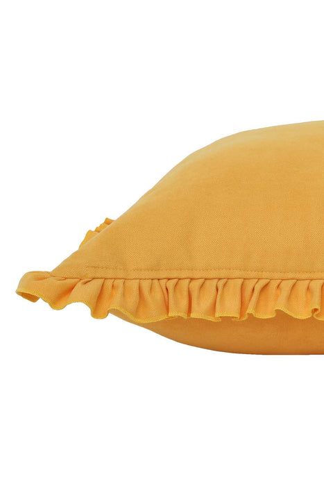 Decorative Throw Pillow Cover with Frilled Edges, 18x18 Inches Modern Design Cushion Cover for Cozy Homes, Solid Modern Pillow Cover,K-107 Yellow