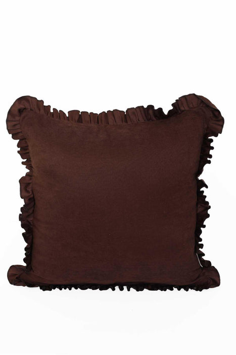 Decorative Throw Pillow Cover with Frilled Edges, 18x18 Inches Modern Design Cushion Cover for Cozy Homes, Solid Modern Pillow Cover,K-107 Ecru