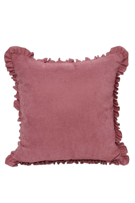 Decorative Throw Pillow Cover with Frilled Edges, 18x18 Inches Modern Design Cushion Cover for Cozy Homes, Solid Modern Pillow Cover,K-107 Ecru