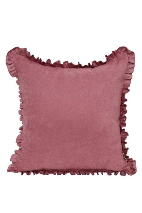 Decorative Throw Pillow Cover with Frilled Edges, 18x18 Inches Modern Design Cushion Cover for Cozy Homes, Solid Modern Pillow Cover,K-107 Ecru