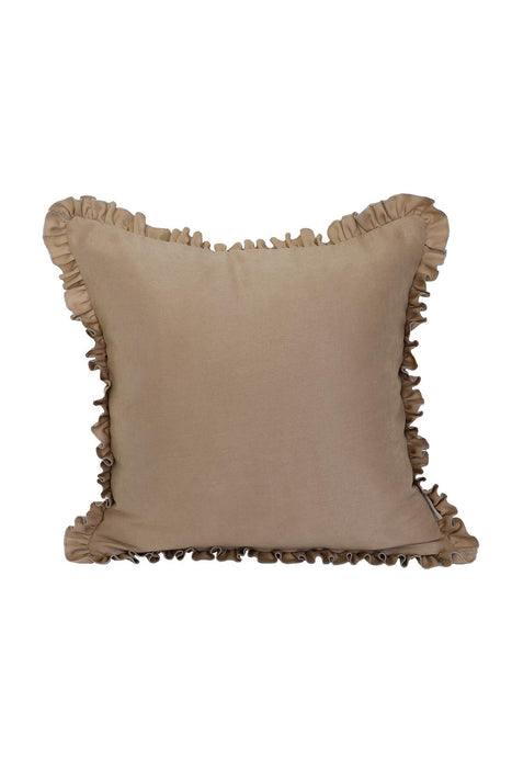 Decorative Throw Pillow Cover with Frilled Edges, 18x18 Inches Modern Design Cushion Cover for Cozy Homes, Solid Modern Pillow Cover,K-107 Mink