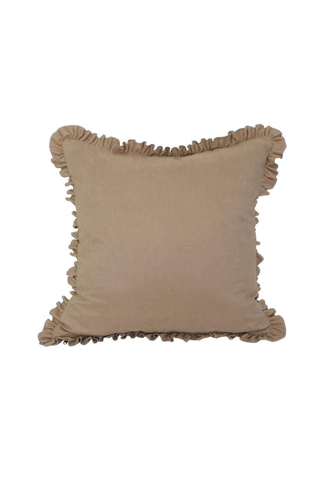 Decorative Throw Pillow Cover with Frilled Edges, 18x18 Inches Modern Design Cushion Cover for Cozy Homes, Solid Modern Pillow Cover,K-107 Mink