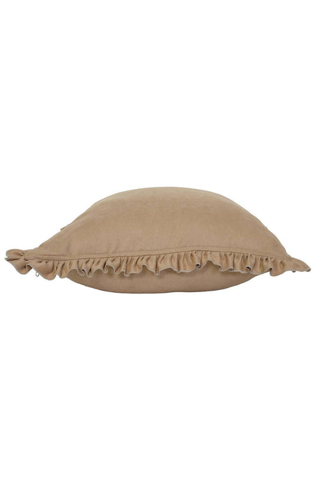Decorative Throw Pillow Cover with Frilled Edges, 18x18 Inches Modern Design Cushion Cover for Cozy Homes, Solid Modern Pillow Cover,K-107 Mink