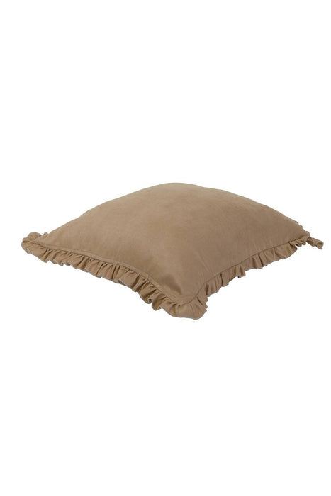 Decorative Throw Pillow Cover with Frilled Edges, 18x18 Inches Modern Design Cushion Cover for Cozy Homes, Solid Modern Pillow Cover,K-107 Mink