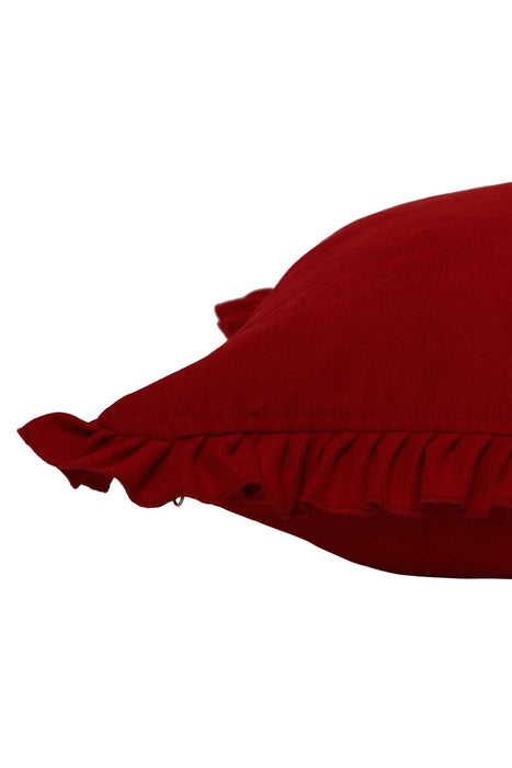 Decorative Throw Pillow Cover with Frilled Edges, 18x18 Inches Modern Design Cushion Cover for Cozy Homes, Solid Modern Pillow Cover,K-107 Mink