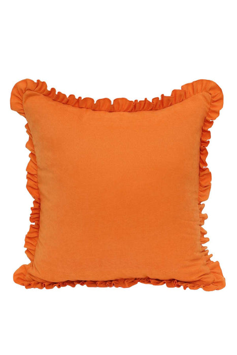 Decorative Throw Pillow Cover with Frilled Edges, 18x18 Inches Modern Design Cushion Cover for Cozy Homes, Solid Modern Pillow Cover,K-107 Orange