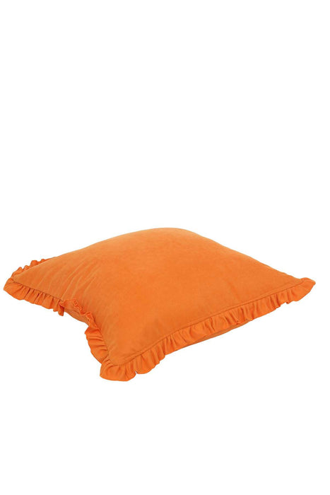 Decorative Throw Pillow Cover with Frilled Edges, 18x18 Inches Modern Design Cushion Cover for Cozy Homes, Solid Modern Pillow Cover,K-107 Orange