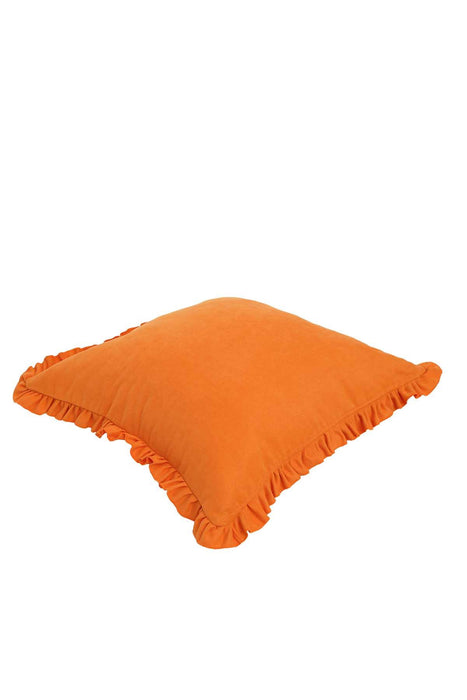 Decorative Throw Pillow Cover with Frilled Edges, 18x18 Inches Modern Design Cushion Cover for Cozy Homes, Solid Modern Pillow Cover,K-107 Orange