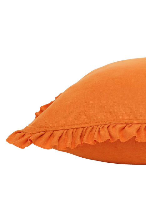 Decorative Throw Pillow Cover with Frilled Edges, 18x18 Inches Modern Design Cushion Cover for Cozy Homes, Solid Modern Pillow Cover,K-107 Orange