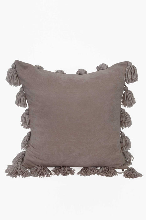 Decorative Throw Pillow Cover Surrounded with Big Tassels, 18x18 Inches Modern Polyester Cushion Cover, Farmhouse Pillow Cover,K-111