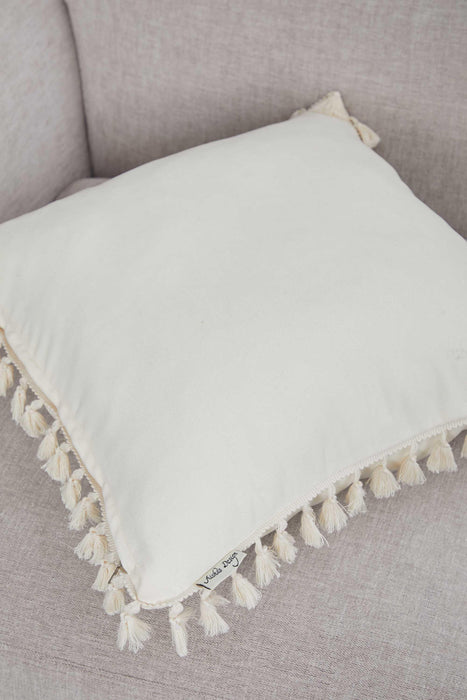 Boho Decorative Polyester Throw Pillow Covers with Pendant Tassels 18 x 18 inch Modern Design Cushion Covers Farmhouse Sofa, Bed,K-105