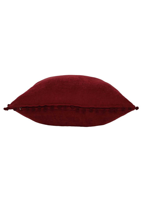 Solid Knit Throw Pillow Cover with Pom-poms, 18x18 Inches Modern Decorative Design Cushion Covers for Couch, Housewarming Gift,K-106 Maroon