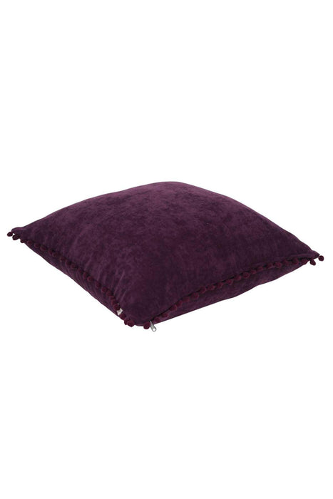 Solid Knit Throw Pillow Cover with Pom-poms, 18x18 Inches Modern Decorative Design Cushion Covers for Couch, Housewarming Gift,K-106 Maroon