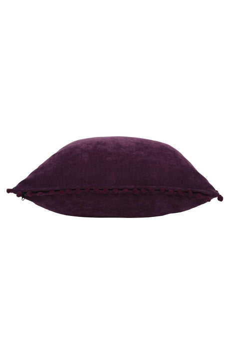 Solid Knit Throw Pillow Cover with Pom-poms, 18x18 Inches Modern Decorative Design Cushion Covers for Couch, Housewarming Gift,K-106 Maroon