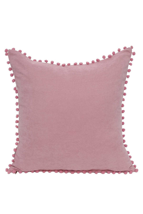 Solid Knit Throw Pillow Cover with Pom-poms, 18x18 Inches Modern Decorative Design Cushion Covers for Couch, Housewarming Gift,K-106 Maroon